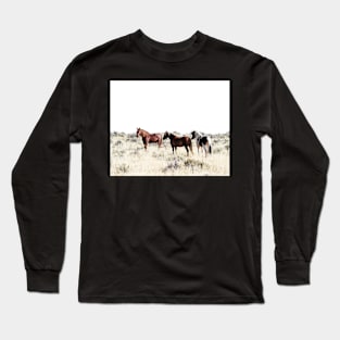 Horses, Horse print, Horse art, Wall art, Wall decor, Trendy print, Animal print, Interior Long Sleeve T-Shirt